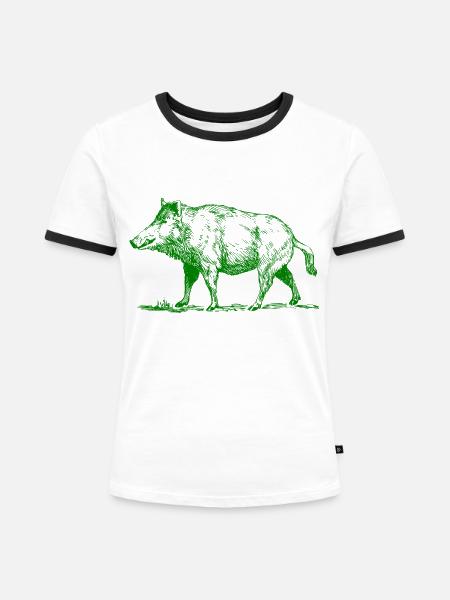 pig39 - Frauen Kontrast-T-Shirt - Weiß/Schwarz