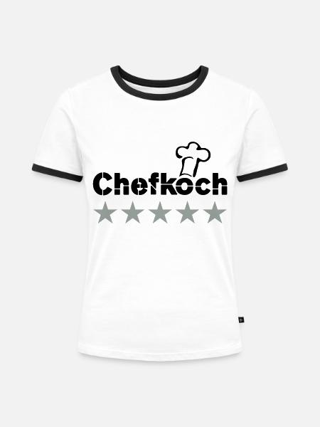 chefkoch - Frauen Kontrast-T-Shirt - Weiß/Schwarz