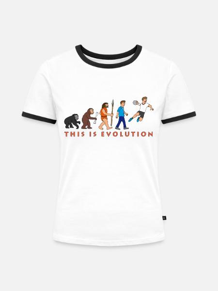 evolution_handball_comic_122012_c - Frauen Kontrast-T-Shirt - Weiß/Schwarz