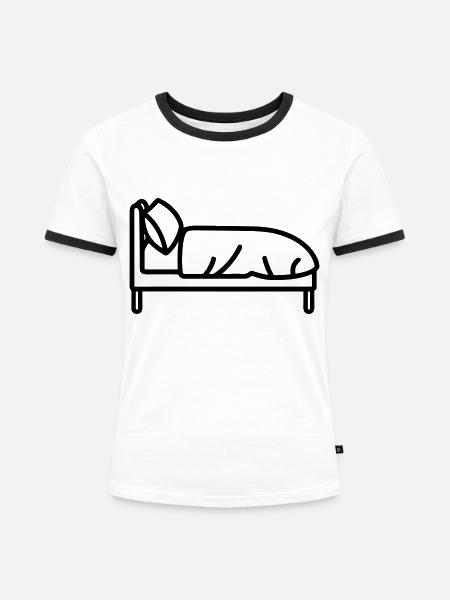 Bett - Frauen Kontrast-T-Shirt - Weiß/Schwarz