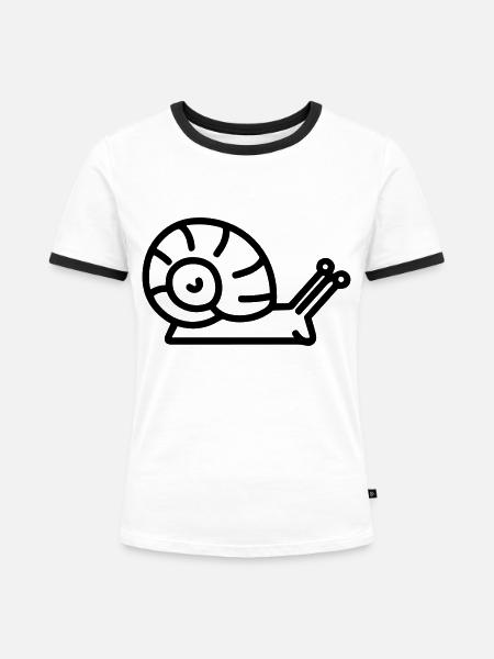 Schnecke - Frauen Kontrast-T-Shirt - Weiß/Schwarz