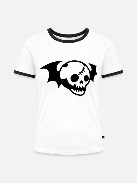 Schädel - Frauen Kontrast-T-Shirt - Weiß/Schwarz