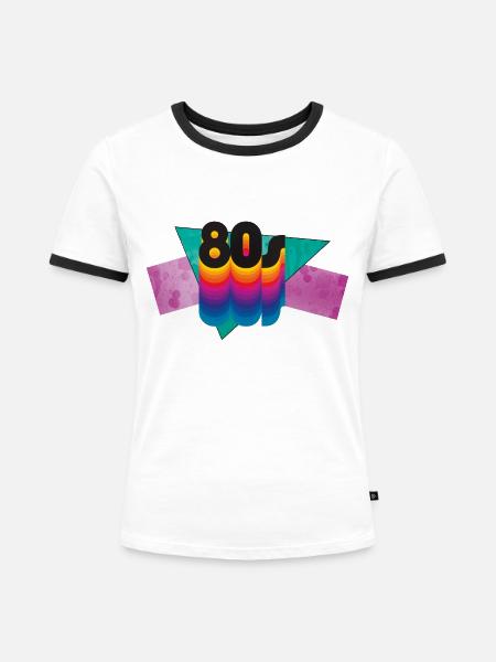 80s II - Frauen Kontrast-T-Shirt - Weiß/Schwarz