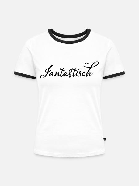 Jan Fantastisch - Frauen Kontrast-T-Shirt - Weiß/Schwarz