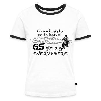 Good Girls and GS Girls... - Frauen Kontrast-T-Shirt - Weiß/Schwarz - Vorne - Selfina (174cm)