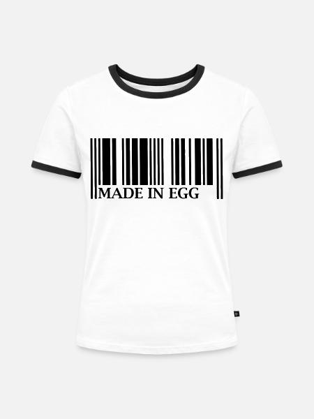 Made in Egg - Frauen Kontrast-T-Shirt - Weiß/Schwarz