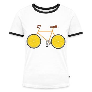 Zitronen Fahrrad - Frauen Kontrast-T-Shirt - Weiß/Schwarz - Vorne - Selfina (174cm)