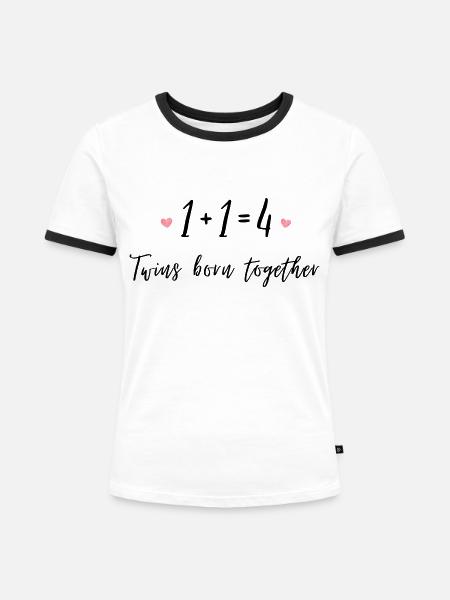 Twins born together - Frauen Kontrast-T-Shirt - Weiß/Schwarz