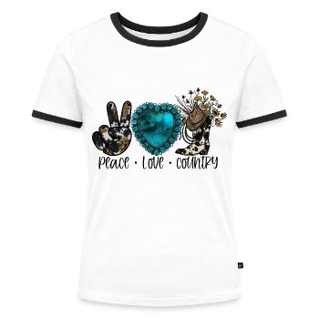 Country Musik ländlich Landei Countrymusiker Mom - Frauen Kontrast-T-Shirt - Weiß/Schwarz - Vorne - Selfina (174cm)