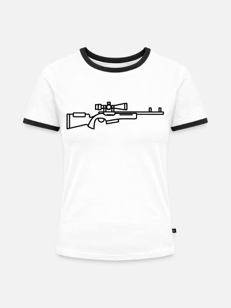 Scharfschützen-Schrotflinte - Frauen Kontrast-T-Shirt - Weiß/Schwarz