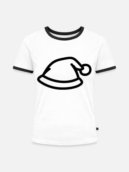 Weihnachtsmütze - Frauen Kontrast-T-Shirt - Weiß/Schwarz