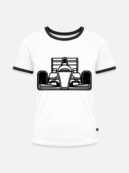 Rennwagen - Frauen Kontrast-T-Shirt - Weiß/Schwarz