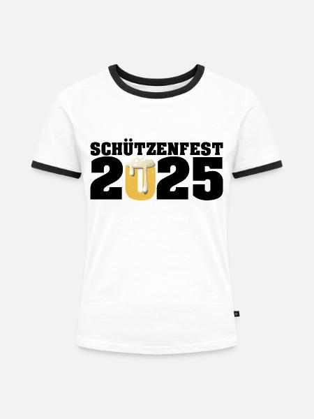 Schützenfest 2025 - Frauen Kontrast-T-Shirt - Weiß/Schwarz