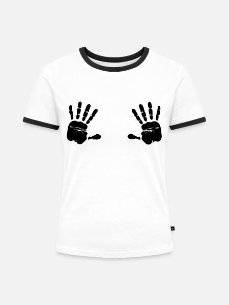 Hände - Frauen Kontrast-T-Shirt - Weiß/Schwarz