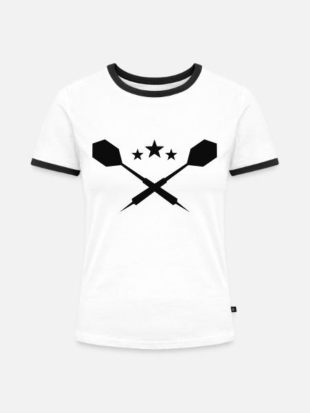 Dart Pfeile - einfarbig - Frauen Kontrast-T-Shirt - Weiß/Schwarz