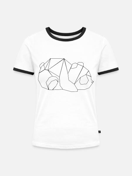 Geometrie Panda - Frauen Kontrast-T-Shirt - Weiß/Schwarz