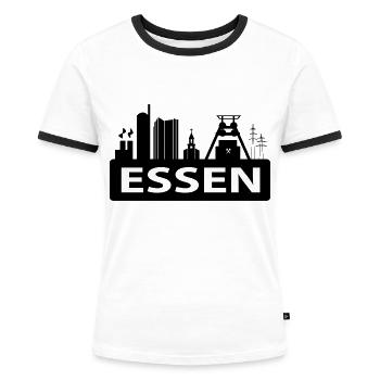 Skyline Stadt Essen - Frauen Kontrast-T-Shirt - Weiß/Schwarz - Vorne - Selfina (174cm)