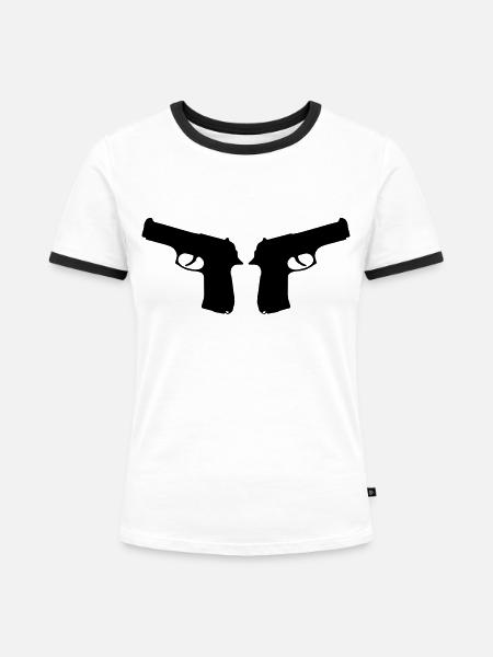 gun_1 - Frauen Kontrast-T-Shirt - Weiß/Schwarz