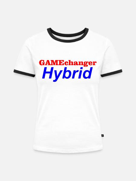 GAMEchanger Hybrid - Frauen Kontrast-T-Shirt - Weiß/Schwarz