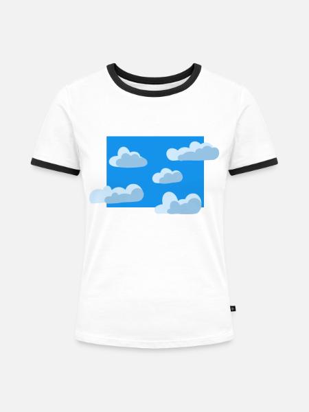 Blauer Wolkenhimmel - Frauen Kontrast-T-Shirt - Weiß/Schwarz