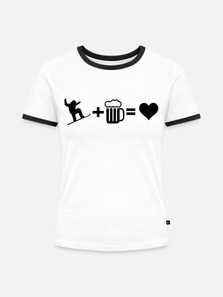 Snowboard Snowboarder - Frauen Kontrast-T-Shirt - Weiß/Schwarz