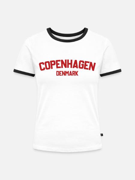 Kopenhagen, Dänemark - Frauen Kontrast-T-Shirt - Weiß/Schwarz
