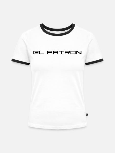 El Patron – Der Chef Look - Frauen Kontrast-T-Shirt - Weiß/Schwarz