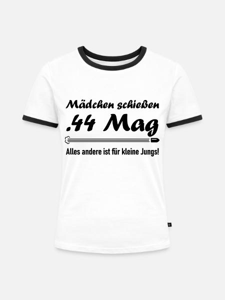 Mädchen schießen .44 Magnum - Frauen Kontrast-T-Shirt - Weiß/Schwarz