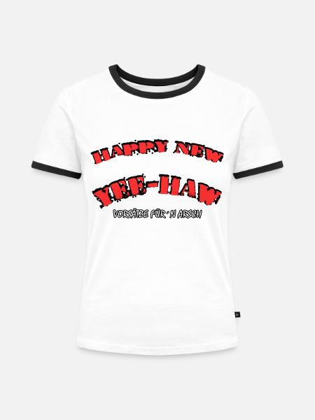 Silvester - Frauen Kontrast-T-Shirt - Weiß/Schwarz
