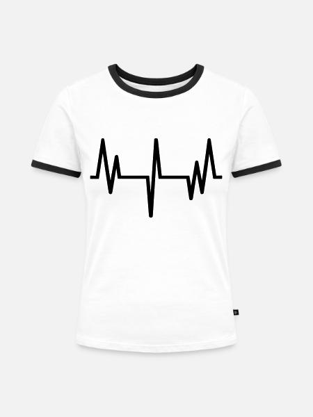 Puls, Herzschlag - Frauen Kontrast-T-Shirt - Weiß/Schwarz