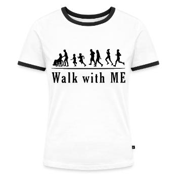 Walk mit ME Silhouette in schwarzem Print - Frauen Kontrast-T-Shirt - Weiß/Schwarz - Vorne - Selfina (174cm)