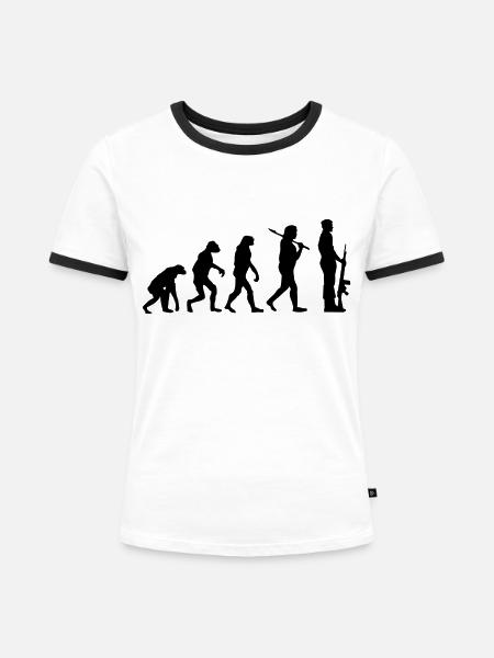 Militärisch - Frauen Kontrast-T-Shirt - Weiß/Schwarz