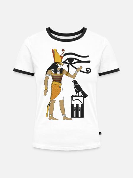 Horus - Frauen Kontrast-T-Shirt - Weiß/Schwarz