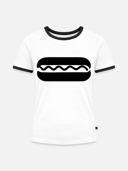 Hot Dog - Frauen Kontrast-T-Shirt - Weiß/Schwarz