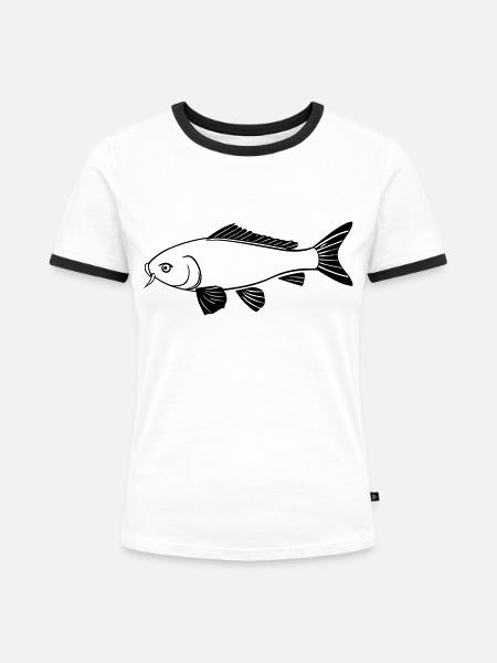 Fisch - Frauen Kontrast-T-Shirt - Weiß/Schwarz