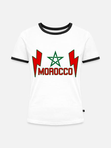 Marokko Star Marokko Macht - Frauen Kontrast-T-Shirt - Weiß/Schwarz