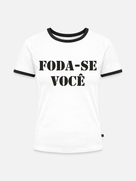 Portugiesisch - Frauen Kontrast-T-Shirt - Weiß/Schwarz
