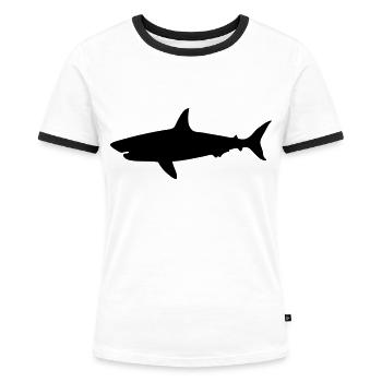 Zeichnung Hai Hai Tauchen - Frauen Kontrast-T-Shirt - Weiß/Schwarz - Vorne - Selfina (174cm)