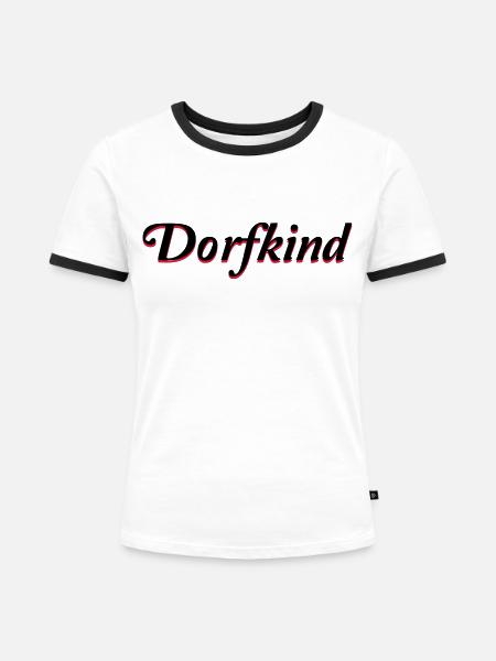 dorfkind - Frauen Kontrast-T-Shirt - Weiß/Schwarz