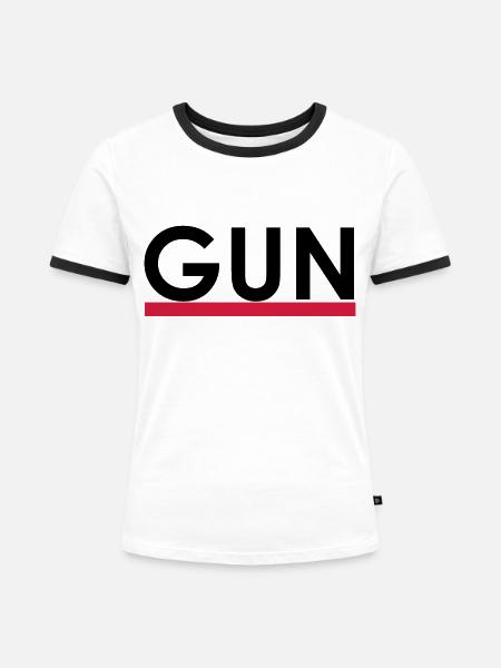 gun - Frauen Kontrast-T-Shirt - Weiß/Schwarz