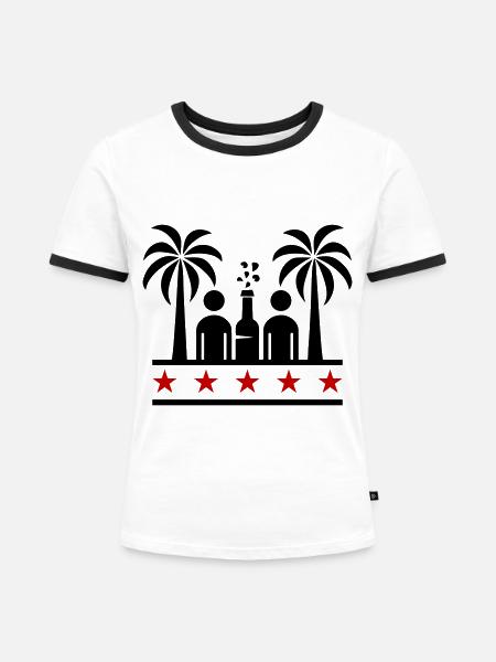 Drinking Beach Party - Frauen Kontrast-T-Shirt - Weiß/Schwarz