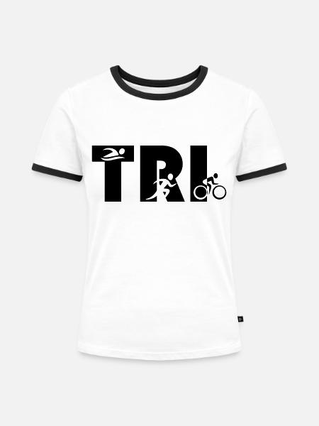 triathlon - Frauen Kontrast-T-Shirt - Weiß/Schwarz