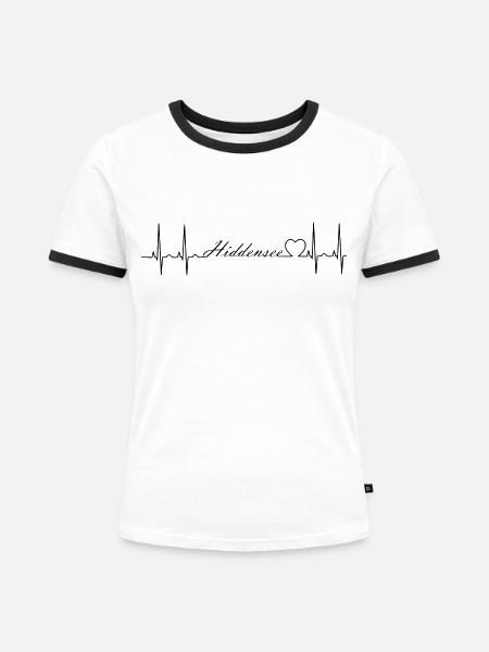Hiddensee - Frauen Kontrast-T-Shirt - Weiß/Schwarz