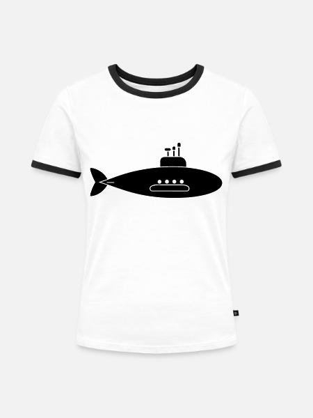 U-Boot-Boot - Frauen Kontrast-T-Shirt - Weiß/Schwarz