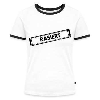 Rasiert - Frauen Kontrast-T-Shirt - Weiß/Schwarz - Vorne - Selfina (174cm)