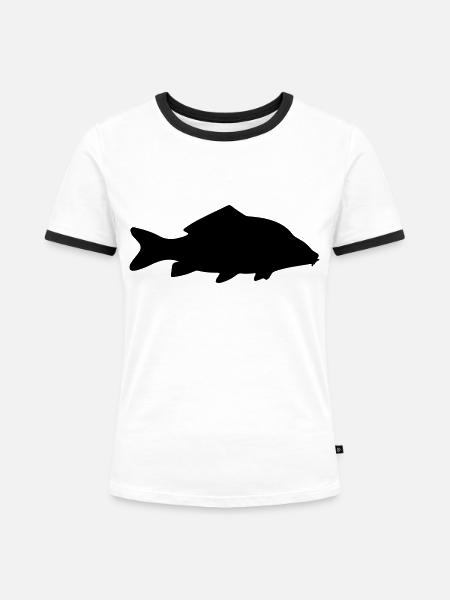 Karpfen - Frauen Kontrast-T-Shirt - Weiß/Schwarz