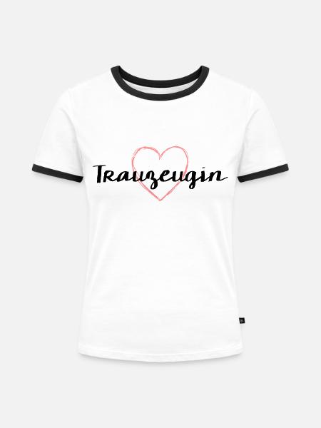 Trauzeugin Freundin Junggesellinnenabschied Herz - Frauen Kontrast-T-Shirt - Weiß/Schwarz