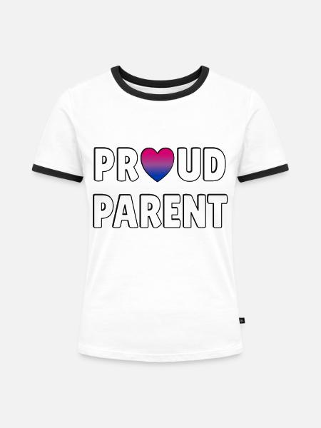 Stolze Eltern-Bi-Flagge - Frauen Kontrast-T-Shirt - Weiß/Schwarz