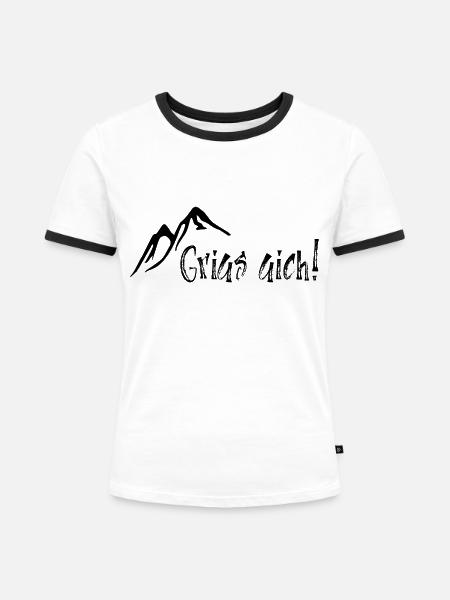 Grias aich! - Frauen Kontrast-T-Shirt - Weiß/Schwarz