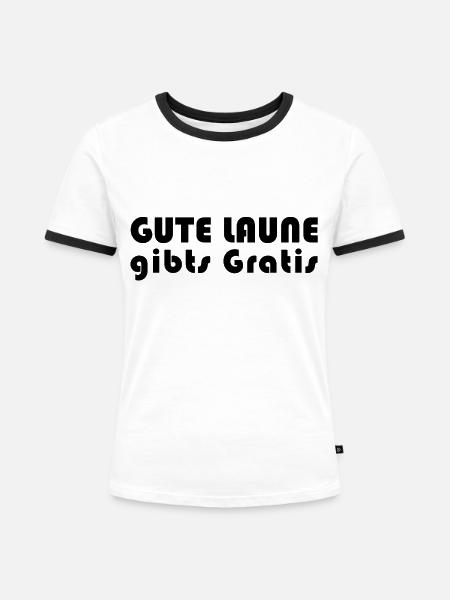 Gute Laune gibts Gratis - Frauen Kontrast-T-Shirt - Weiß/Schwarz